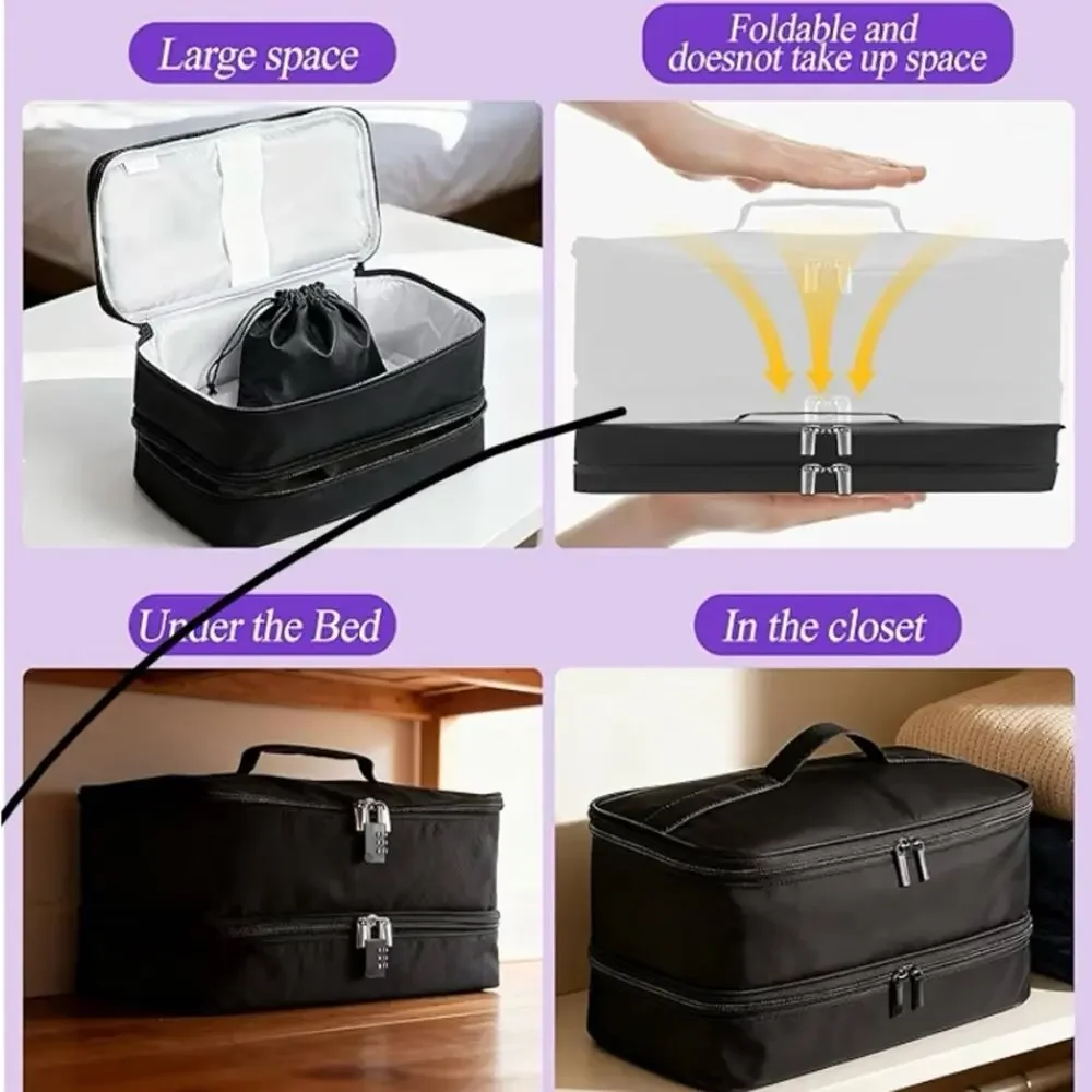🗽Black Travel Storage Organizer Bag with Lock